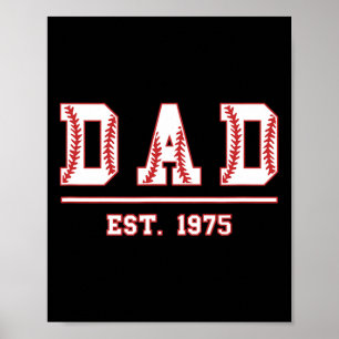 Dad Est. 1975 Softball Fathers Day Birthday Vintag Poster