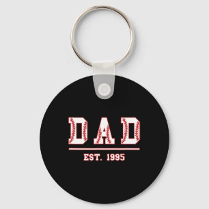 Dad Est. 1995 Softball Fathers Day Birthday Vintag Keychain