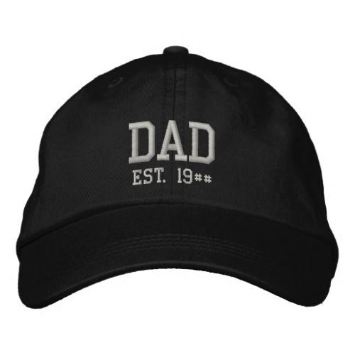 Dad Est 19 Black and Gray Embroidered Baseball Cap