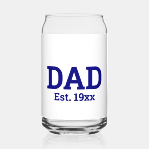 Dad Est 19xx Navy Blue Text Template Can Glass