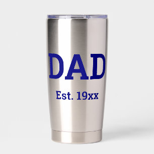 Dad Est. 19xx Navy Blue Text Template Insulated Tumbler