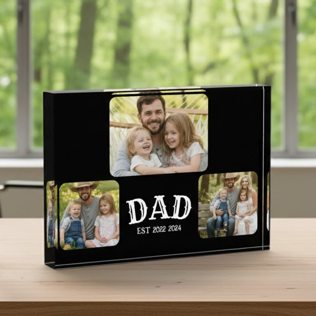 Dad Est 2025 Modern 3 Photo Acrylic Award (Creator Uploaded)