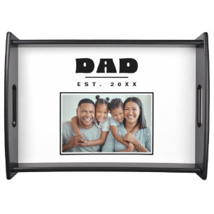 DAD Est. 20XX Modern Minimal Photo Custom Serving Tray