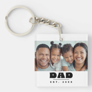DAD Est. 20XX Modern Minimal Photo Keychain