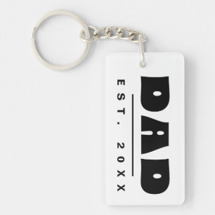 DAD Est. 20XX Modern Minimal Simple Typography Keychain