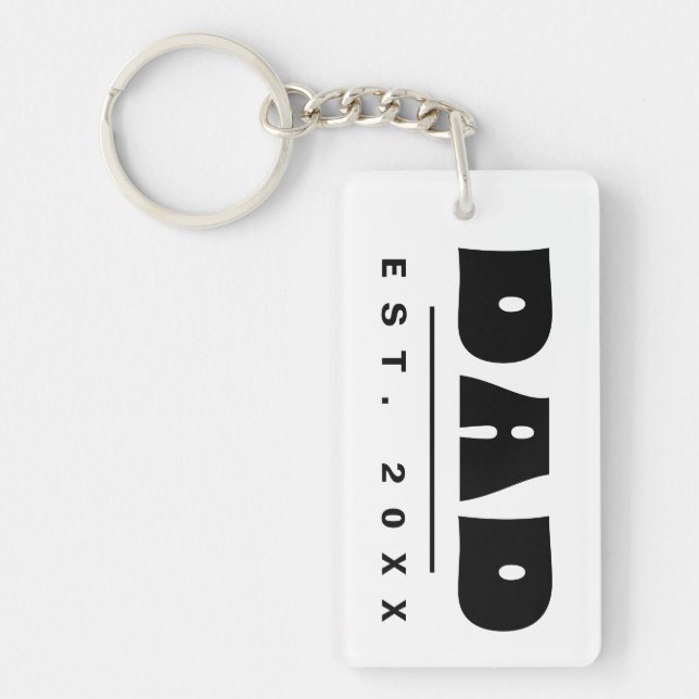 DAD Est. 20XX Modern Minimal Simple Typography Keychain (Front)