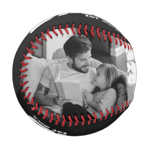 Dad Est 3 Photo Black & White Year Father's Day Baseball