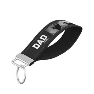 Dad Est 3 Photo Black & White Year Father's Day Wrist Keychain