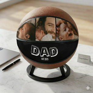 Dad Est 3 Photo Gift Father Keepsake  Basketball