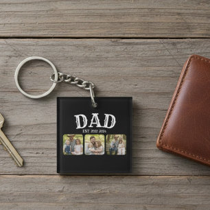 Dad Est 3 Photo Keychain
