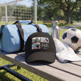 Dad Est. 3 Photo Modern Bold Simple Kids Names Hat