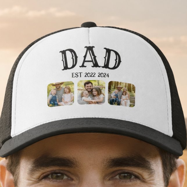 Dad Est 3 Photo Trucker Hat (Creator Uploaded)