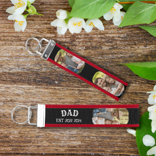 Dad Est 3 Photo Wrist Keychain