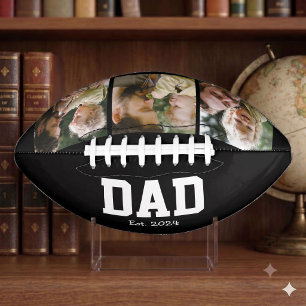 Dad Est. Bold White Font 3 Photo Fathers Day Gift Football