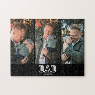 Dad Est. Custom Year 3 Photo Jigsaw Puzzle