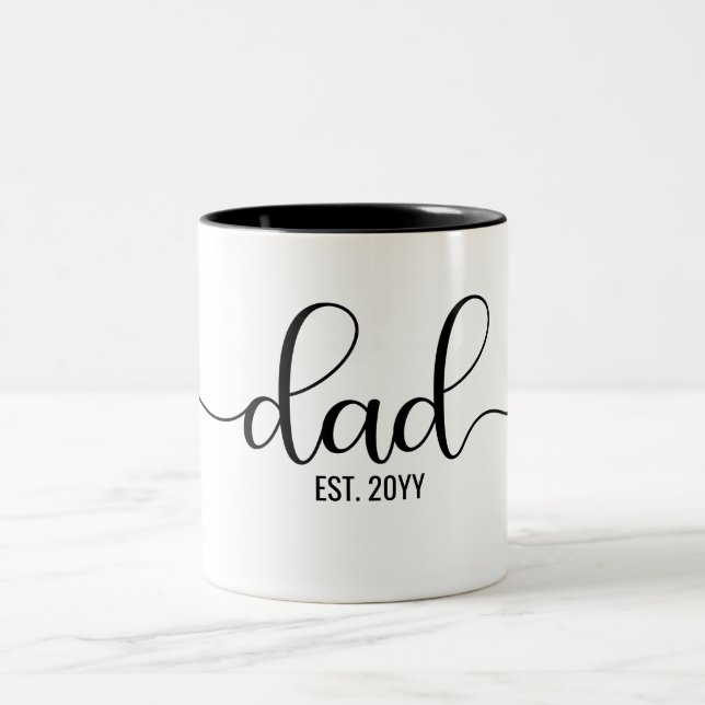Dad Est, Daddy to be | Elegant New Dad Gifts Two-Tone Coffee Mug (Center)
