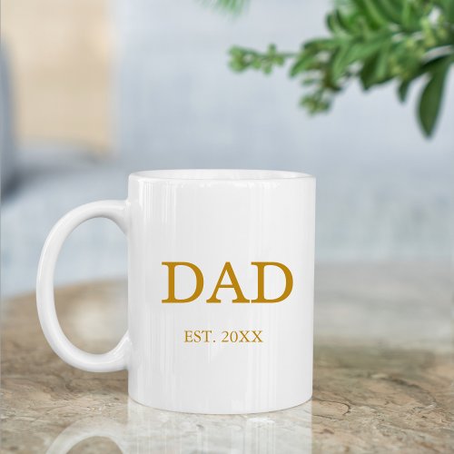 Dad Est Date with Childrens Names Gold Script Coffee Mug