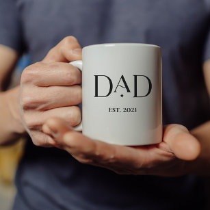 Dad Est. Date with Children's Names   Modern Text Coffee Mug