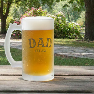DAD EST  FROSTED GLASS BEER MUG