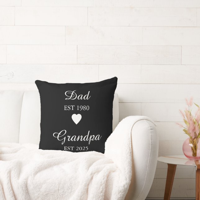 Dad est. & Grandpa est. – Custom Year Gift Throw Pillow (Couch)