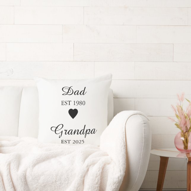 Dad est. & Grandpa est. – Custom Year Gift Throw Pillow (Couch)