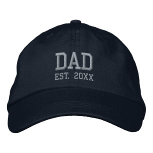 Dad Est. Light Blue Text Template Embroidered Baseball Cap