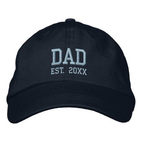 Dad Est Light Blue Text Template Embroidered Baseball Cap