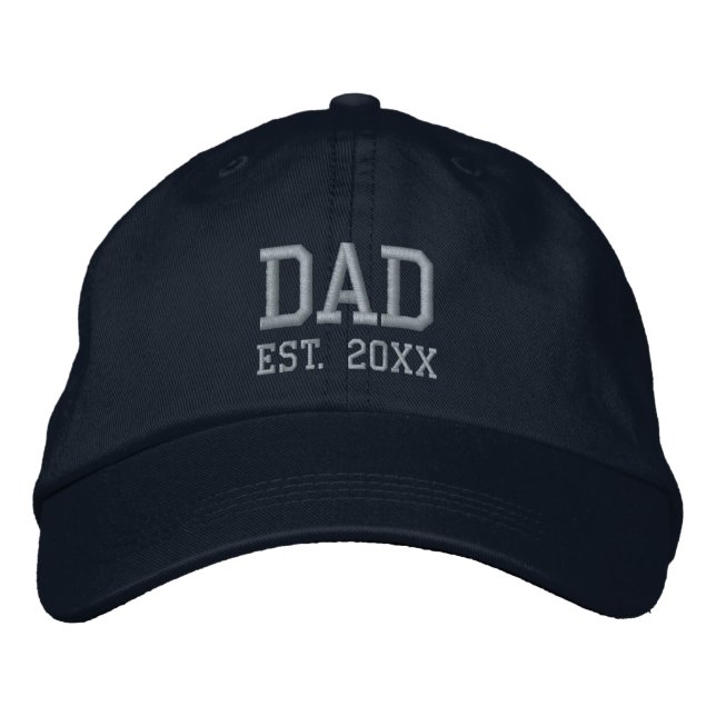 Dad Est. Light Blue Text Template Embroidered Baseball Cap (Front)