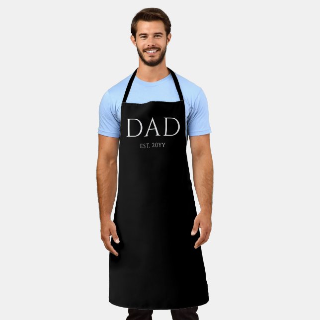Dad Est Modern New Daddy Promoted to Dad Apron (Worn)