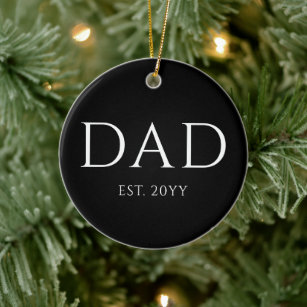 Dad Est Modern New Daddy Promoted to Dad Ceramic Ornament