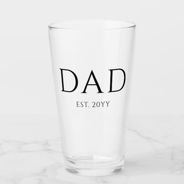 Dad Est Modern New Daddy Promoted to Dad Glass (Front)