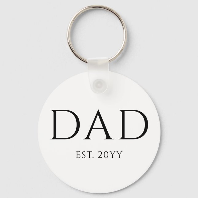 Dad Est Modern New Daddy Promoted to Dad Keychain (Front)