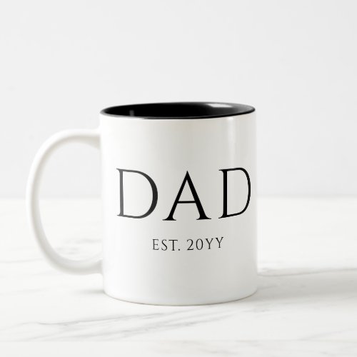 Dad Est Modern New Daddy Promoted to Dad Two_Tone Coffee Mug
