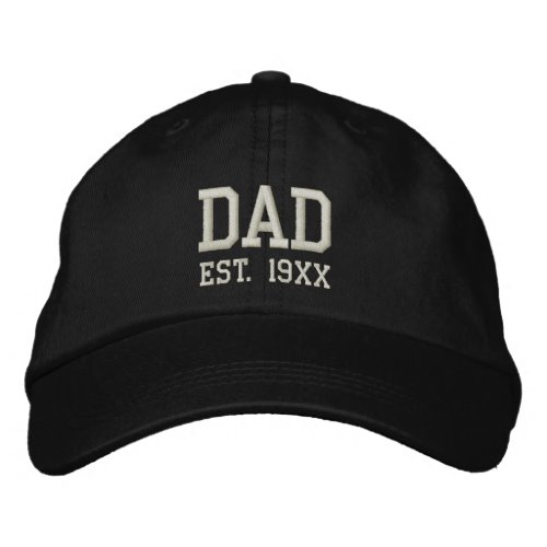 Dad Est Off_White Text Template Embroidered Baseball Cap