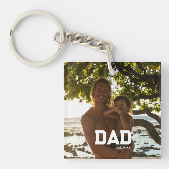 Dad Est Photo Customizable Year Father's Day  Keychain (Front)