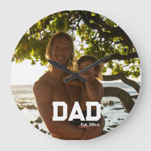Dad Est Photo Customizable Year Father's Day Large Clock