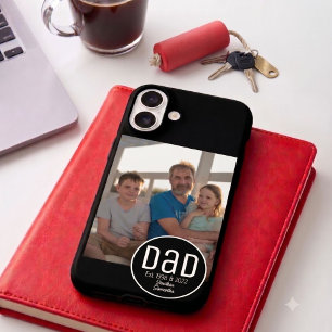 Dad Est. Photo Modern Bold Simple Kids Names iPhone 16 Case