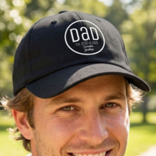 Dad Est. Photo Modern Bold Simple Kids Names Hat