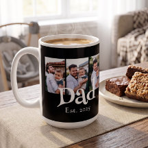Dad Est. White Fun Bold Simple Text 3 Photos