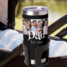 Dad Est. White Fun Bold Simple Text 3 Photos