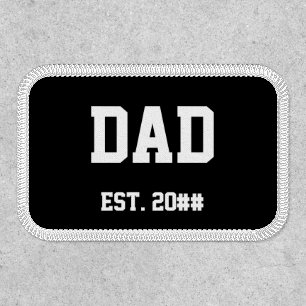 Dad Est. Year Black and White Text Patch