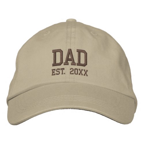 Dad Est Year Brown Text Template Embroidered Baseball Cap