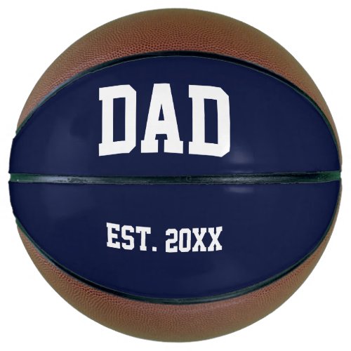 DAD Est Year Dark Blue and White Text Template Basketball