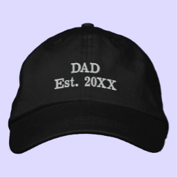 &quot;Dad Est. YEAR&quot; Modern Minimalist Cool Simple Embroidered Baseball Cap