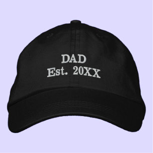 "Dad Est. YEAR" Modern Minimalist Cool Simple Embroidered Baseball Cap