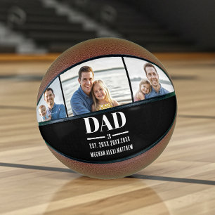 Dad Est. Year Name Number 3 Photo Bold Font Basketball