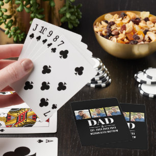 Dad Est. Year Name Number Bold Font 3 Photo Poker Cards