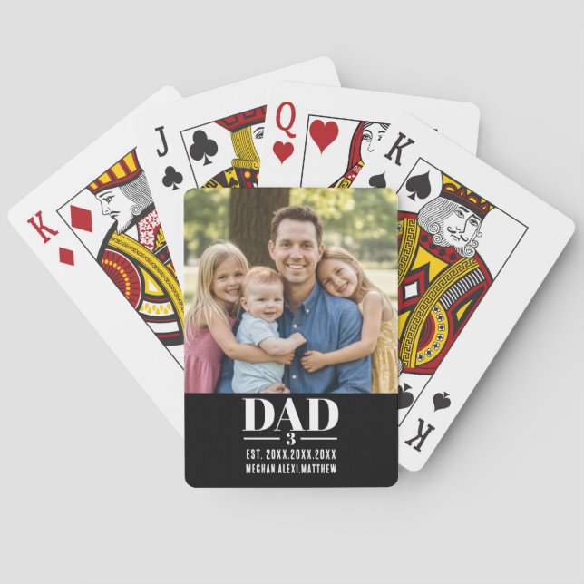 Dad Est. Year Name Number Bold Font Photo  Poker Cards (Back)