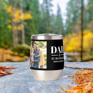 Dad Est. Year Name Number Photo Script Thermal Wine Tumbler