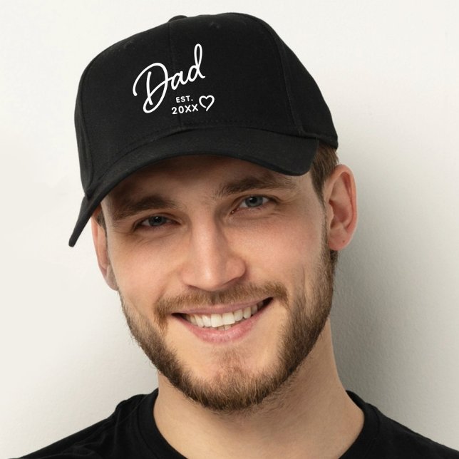 Dad EST Year Personalized Black & White Hat (Creator Uploaded)